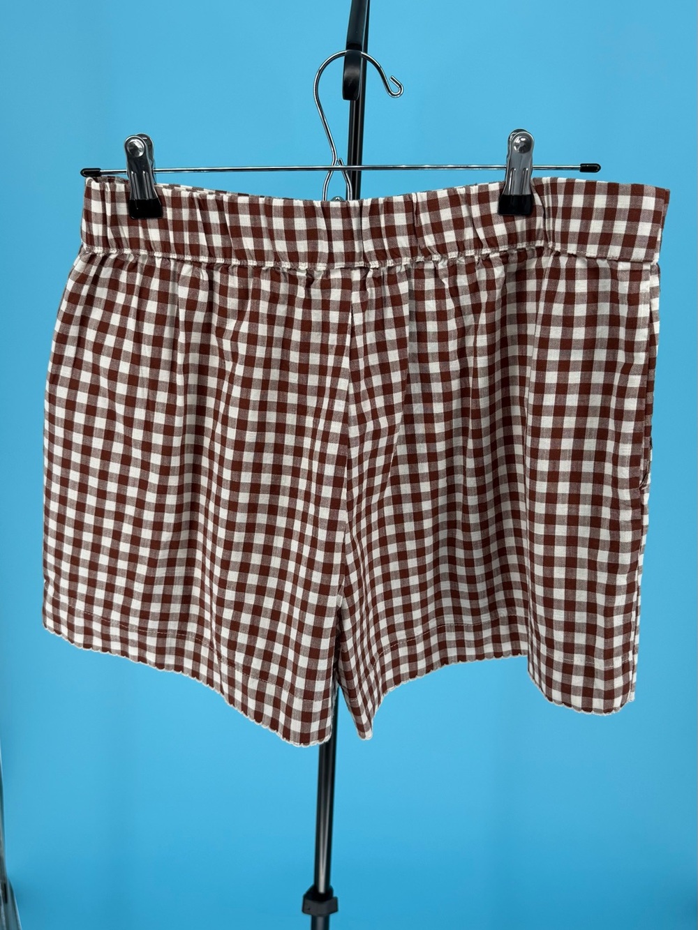 a new day Gingham High-Waist Pleated Shorts - Brown & White (Size Medium) NWT - Picture 4 of 11